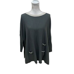 Mersea Catalina crewneck two tone gray cream Sweater oversized pockets one size